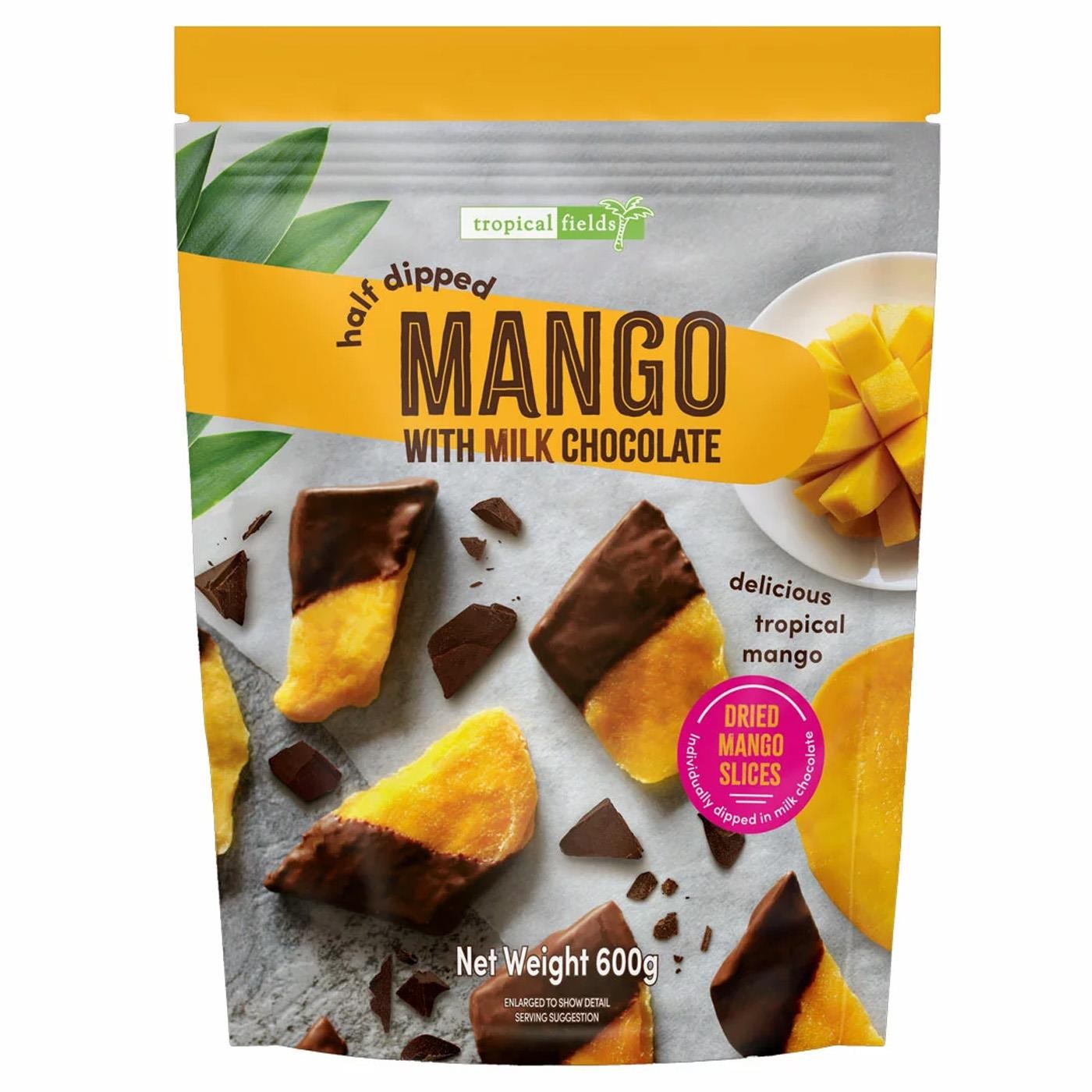 Tropical Fields Half Dipped Mango Slices with Milk Chocolate Covered Pack 600g