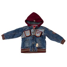Ecko Unltd Boys Hooded Denim Jacket Blue Maroon Embroidered EU Foundry Size 4