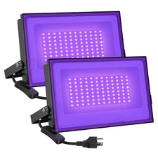 2 Pack 60W LED Black Lights, Blacklight Flood Light with Plug, IP66 Waterproo...