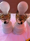 Pair of Vintage White Milk Glass Table Lamps with Knob Control, Small, 8"