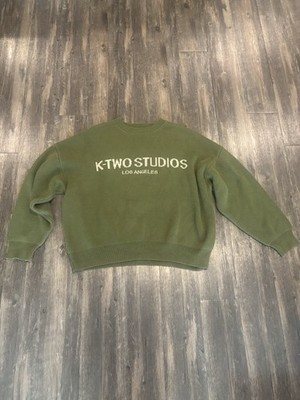 K-Two Studios Los Angeles Knit Sweater Medium Olive Green Oversized Streetwear