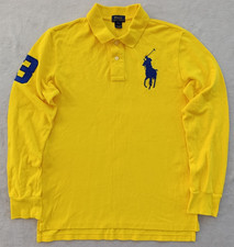 Polo Ralph Lauren Youth Boys Yellow Long Sleeve Pony Horse shirt size L 14-16