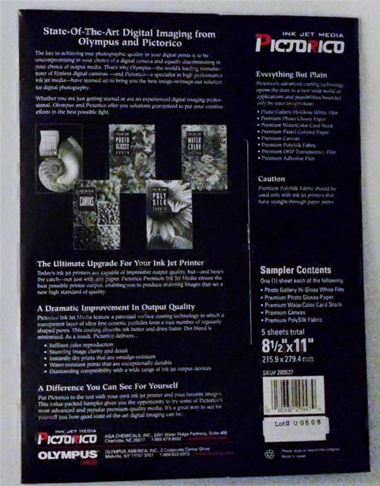 Olympus Premium Photo Paper Ink Jet  Media Pictorico 2 Sampler Packs NEW Inkjet - Image 2 of 2