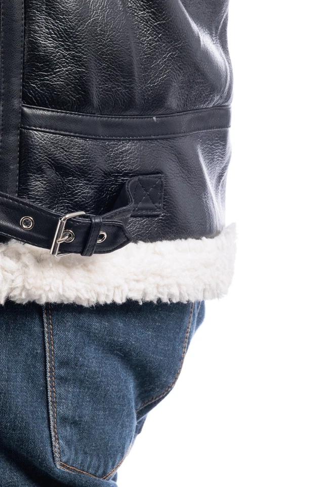 Montone Uomo Imbottito Con Pelliccia Giubbotto Invernale Casual Giubbino VEQUE - Immagine 4 di 4