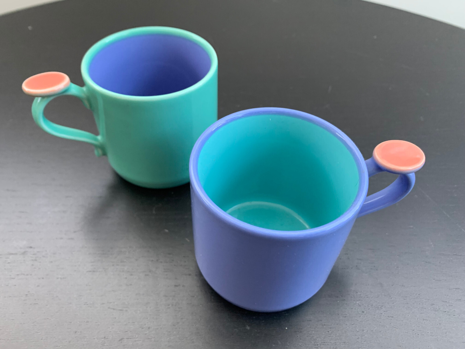 1980s Lindt-Stymeist Colorways Child Mugs x2 Children Thumbprint Vintage RARE