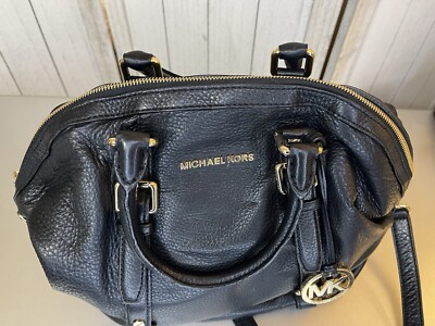 Michael Kors Bedford Bowling Medium Black Leather Satchel Bag Crossbody Strap Michael Kors Bedford Bowling Medium Black Leather Satchel  main image 2