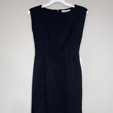 Ann Taylor LOFT Black Sleeveless Sheath Dress Pleats Stretch Work Wear Sz 00