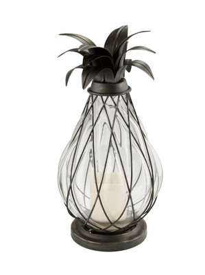 Hampton Bay 17 In Aged Bronze Led Candle Pineapple Lantern Ebay