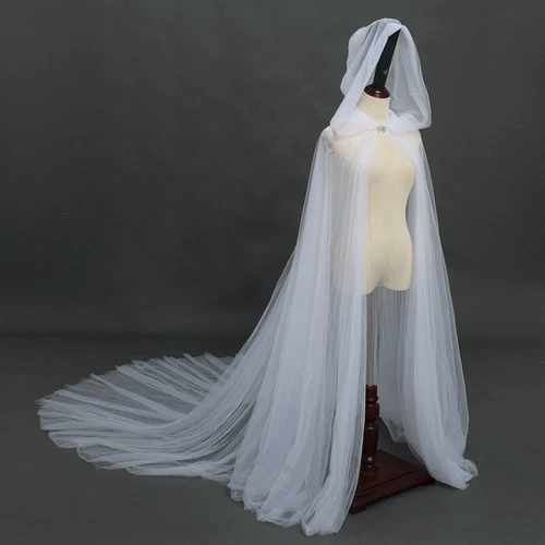 Lady Mesh Hooded Cape Cloak Top Bridal Halloween Party Retro Fancy Dress Loose - Picture 4 of 19