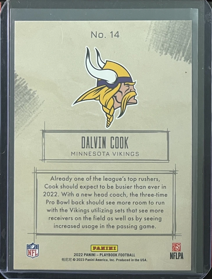 2022 Panini Playbook Dalvin Cook Sketchbooks Insert Vikings #14 - Image 2 of 2