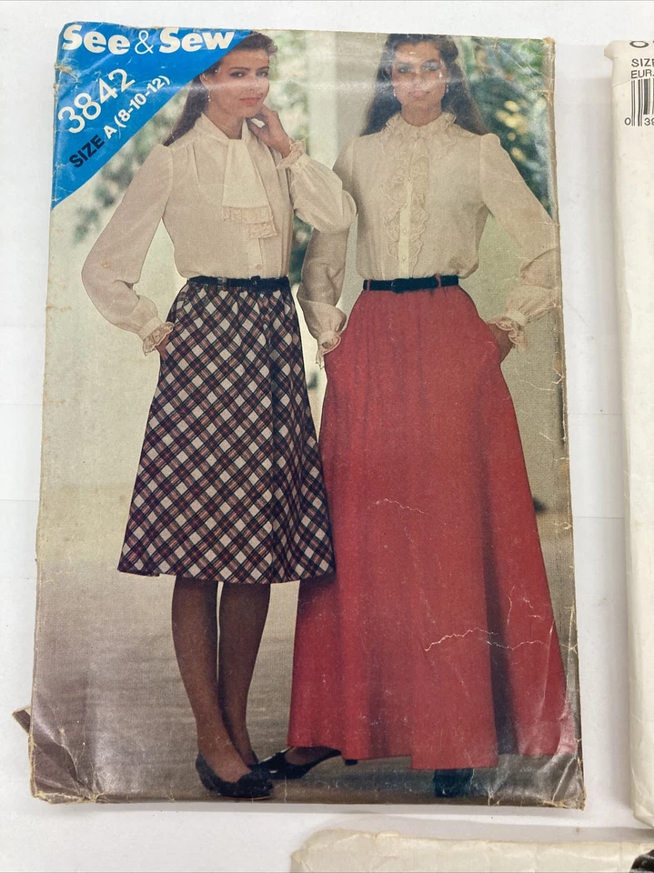 Vintage 80s Uncut Factory Folded Lot Of 3 Dress/Skirt Patterns Size 8 10 12 C19A - Image 2 of 4