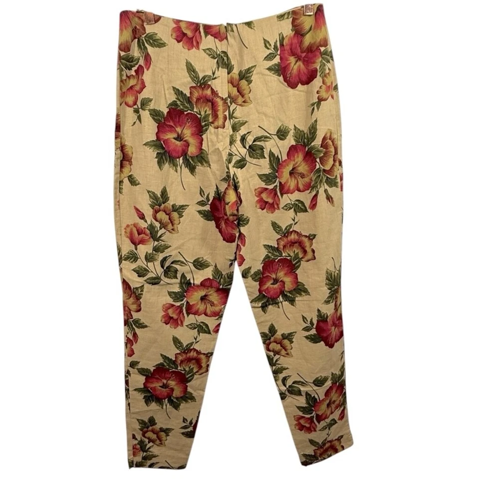 Express Vintage Linen Blend Tropical Floral Pants 11/12 - Image 2 of 4