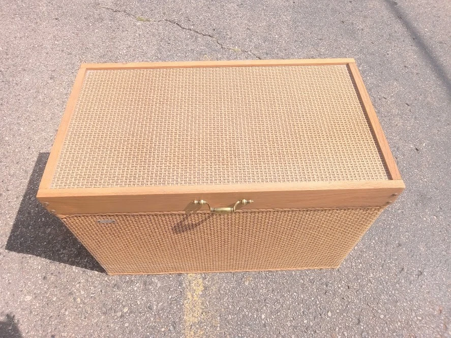 Manta de almacenamiento de mimbre tejida REDMON vintage MCM 1960 baúl cofre Foto 3 de 4