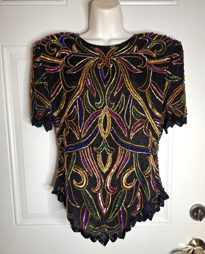 Lawrence Kazer New York Stunning Mint Vintage Fully Beaded Top Cocktail Attire