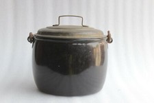 OLD VINTAGE IRON ENAMEL POT MADE IN UK KITCHENWARE COLLECTIBLE