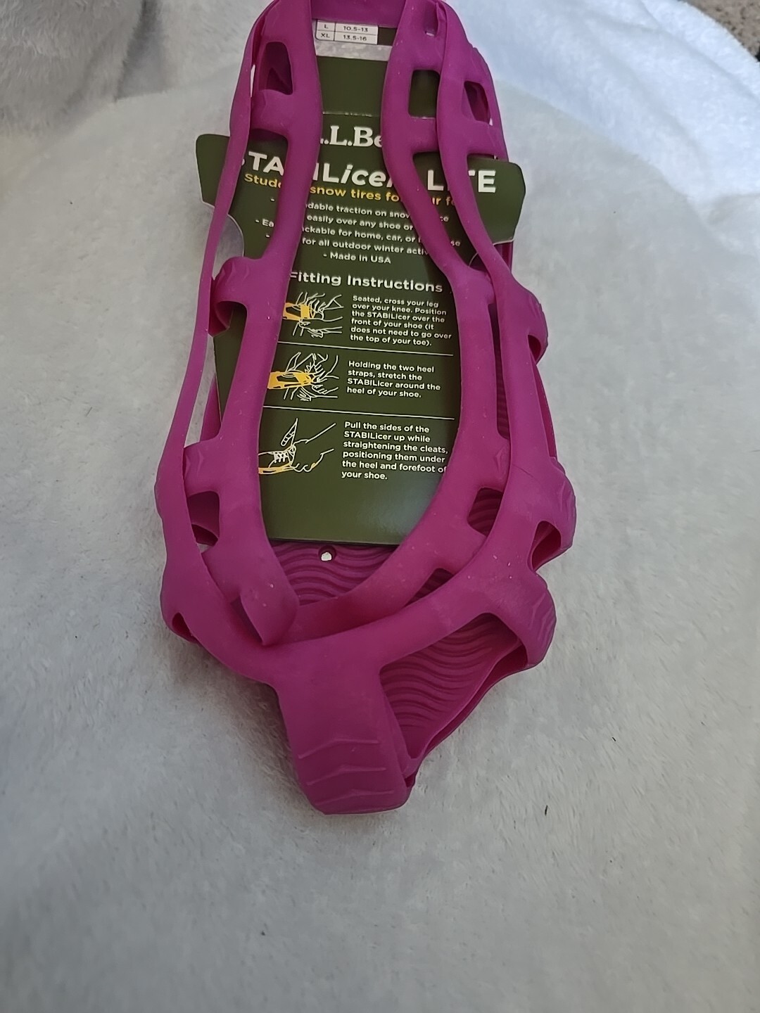 NWT L.L. Bean StabiLicers,  Snow Tires For Your Feet, XL (13.5 - 16,  Sugarplum 
