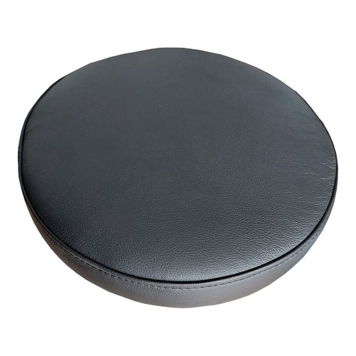 Taburete de bar redondo de cuero negro asiento de repuesto con placa de madera cojín de asiento cojín de asiento - Imagen 4 de 8