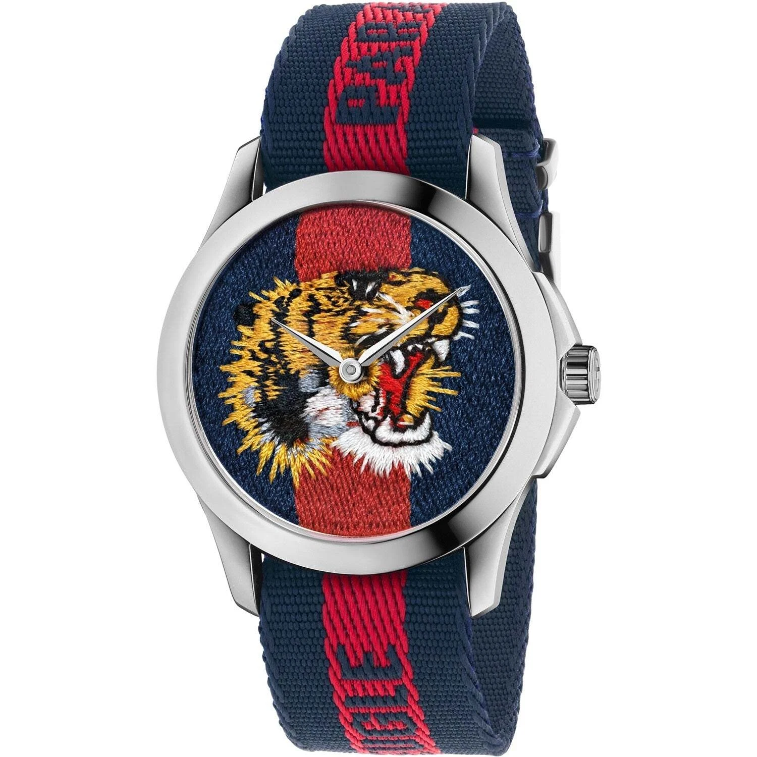 Montre homme Gucci YA126495 Le Marches des Merveilles 38 mm nylon rouge tigre bleu