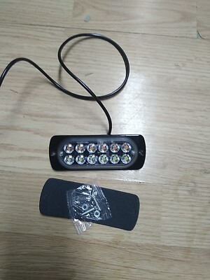 2X White & Amber 12 LED Car Truck Beacon Warning Hazard Flash Strobe Light