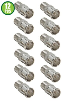 12 Pack F-type Quick Push-On Adapter Male-Female Coax Cable RG59 RG6 Connector