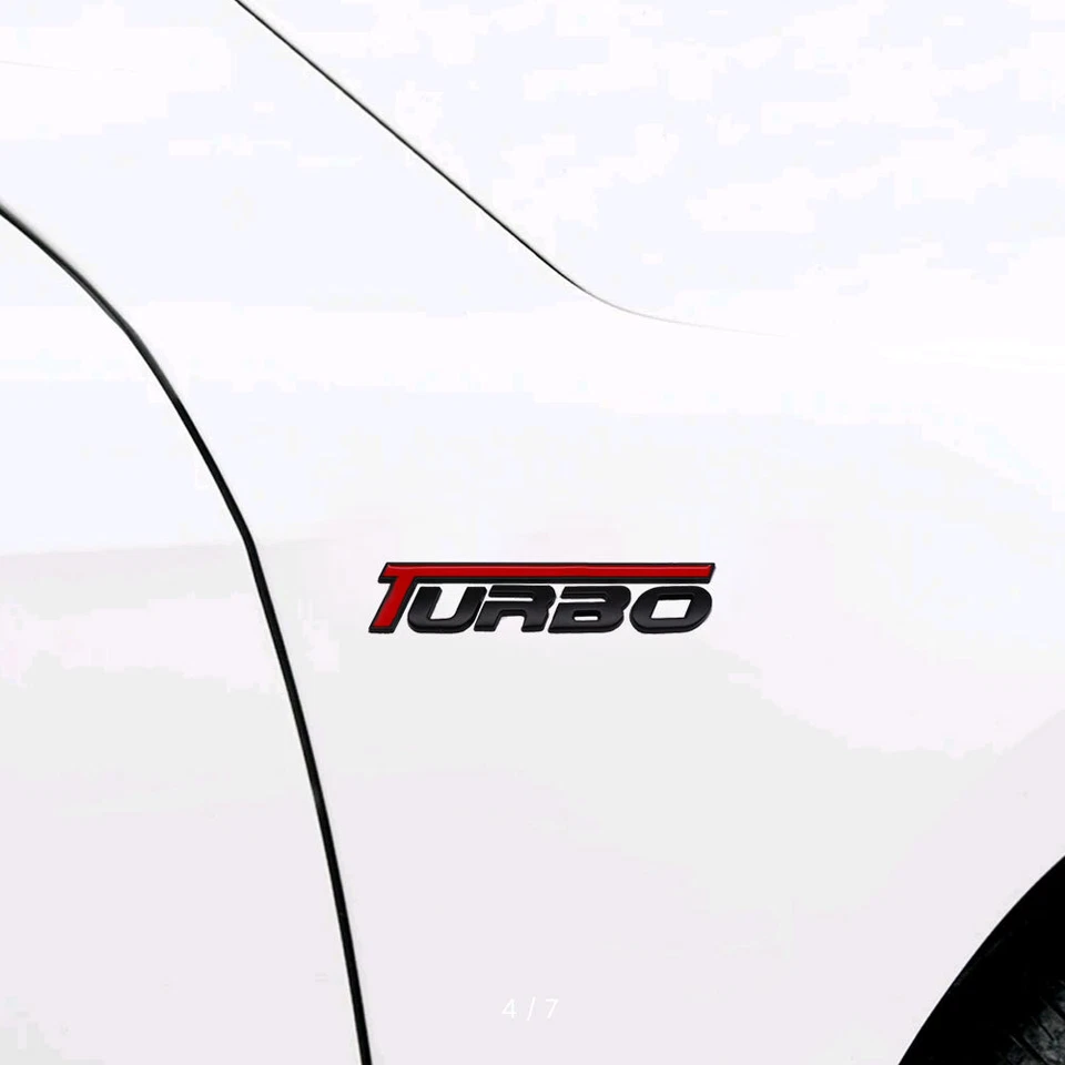 Black Car 3D Turbo Metal Zinc Alloy Fender Emblem Rear Trunk Badge Sticker Decal - Image 4 of 4