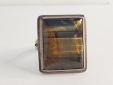 Beautiful VTG Sterling Silver with Rectangle Tiger's Eye Ring - Adjustable