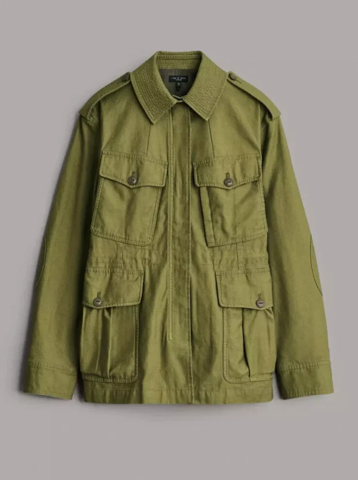 NEW Rag & Bone LORENZ COTTON MILITARY JACKET in Army Green XS