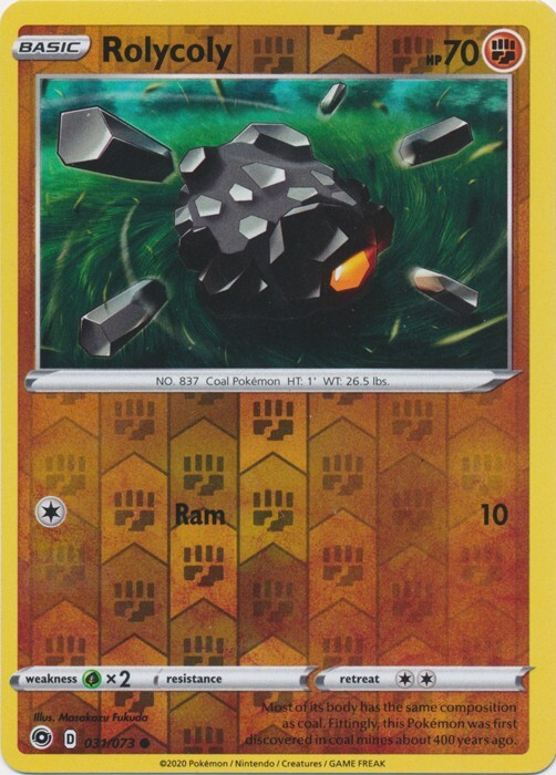 Reverse Holo Rolycoly 31/73 Common Champion's Path Pokemon TCG