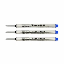 Retro 51 Capless Rollerball 3 Pack Refills for Tornado Pens, Blue -New REF57P