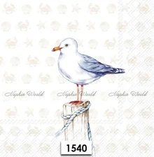 (1540) TWO Paper LUNCHEON Decoupage Art Craft Napkins - SEAGULL GULL SEA BIRD