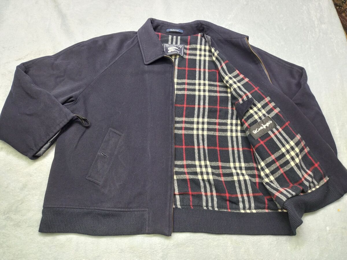 VINTAGE BURBERRY Bomber Jacket Winter Nova Check Men's WOOL VINTAGE BURBERRY Bomber Jacket Winter Nova Check Men's WOOL