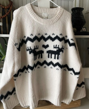 H M BLK  CREAM JACQUARD KNIT SWEATER NEW WITH TAGS XXL