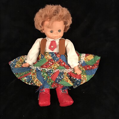 Vintage 1976 Eugene Doll Original Dress Red Boots Panties Cloth Body Red Hair