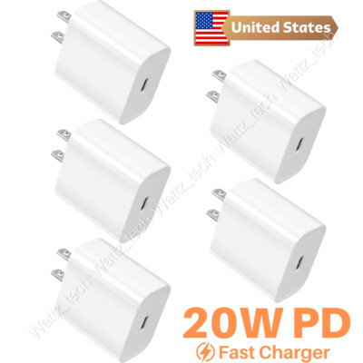 PD Fast Wall Charger 20W USB-C Power Adapter Lot For iPhone 16 15 14 13 12 iPad