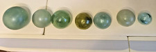 Set of 7 Antique Heavy Weathered Thick GLASS Fishing Float Various sizes