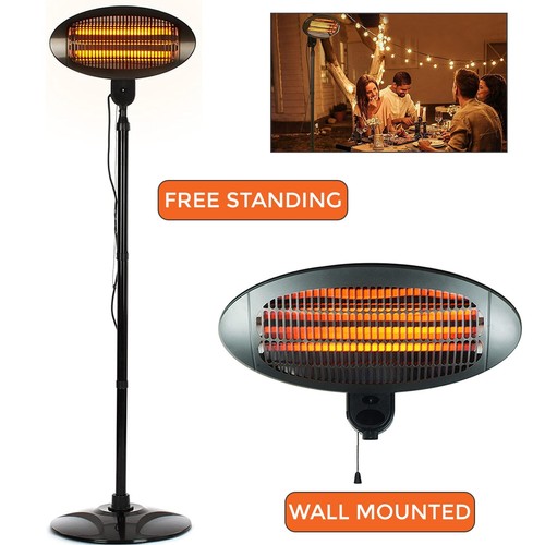 2KW Electric Patio Heater Free Standing Quartz Warmer Garden Outdoor Waterproof - Picture 3 of 13