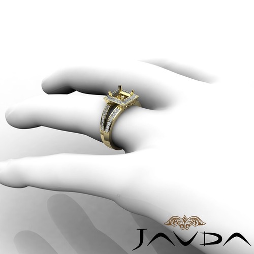 Halo Filigree Princess Semi Mount Diamond Engagement Ring 14k Yellow Gold 0.55Ct - Picture 5 of 6