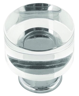 Hickory Hardware Crysacrylic With  Chrome Midway Knob, 1-1/4''Diameter. Box of 10