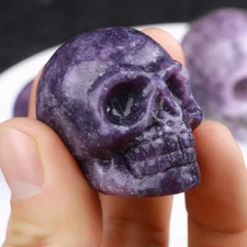 Natural Dream Amethyst Quartz Crystal Skull Healing Stone Carved Skeleton Decor