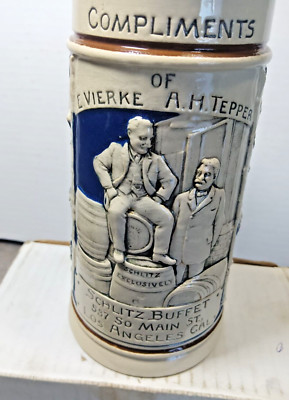 Schlitz beer stein / mug  A.H  Compliments of Tepper  Los Angles CA /  Germany