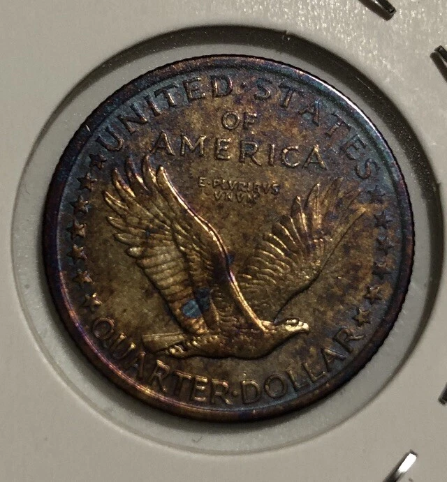 1917 P Standing Liberty 25 Cent Quarter Coin XF No Stars ￼Nicely Toned￼ - Image 4 of 4