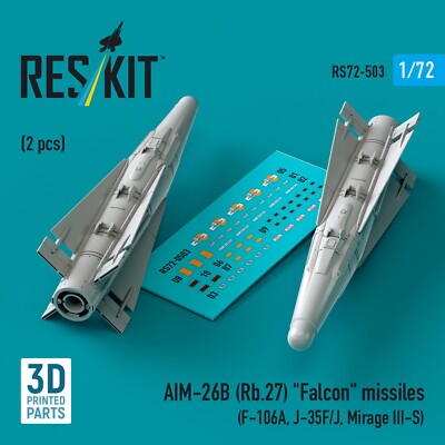 AIM-26B (Rb.27) Falcon missiles (F-106A, J-35F/J, Mirage III-S) 1:72 RS72-0503