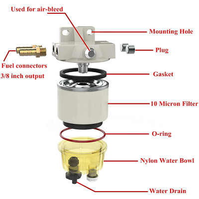 2X Neues R12T Boot für -Marine -On Kraftstofffilter / Wasserabscheider