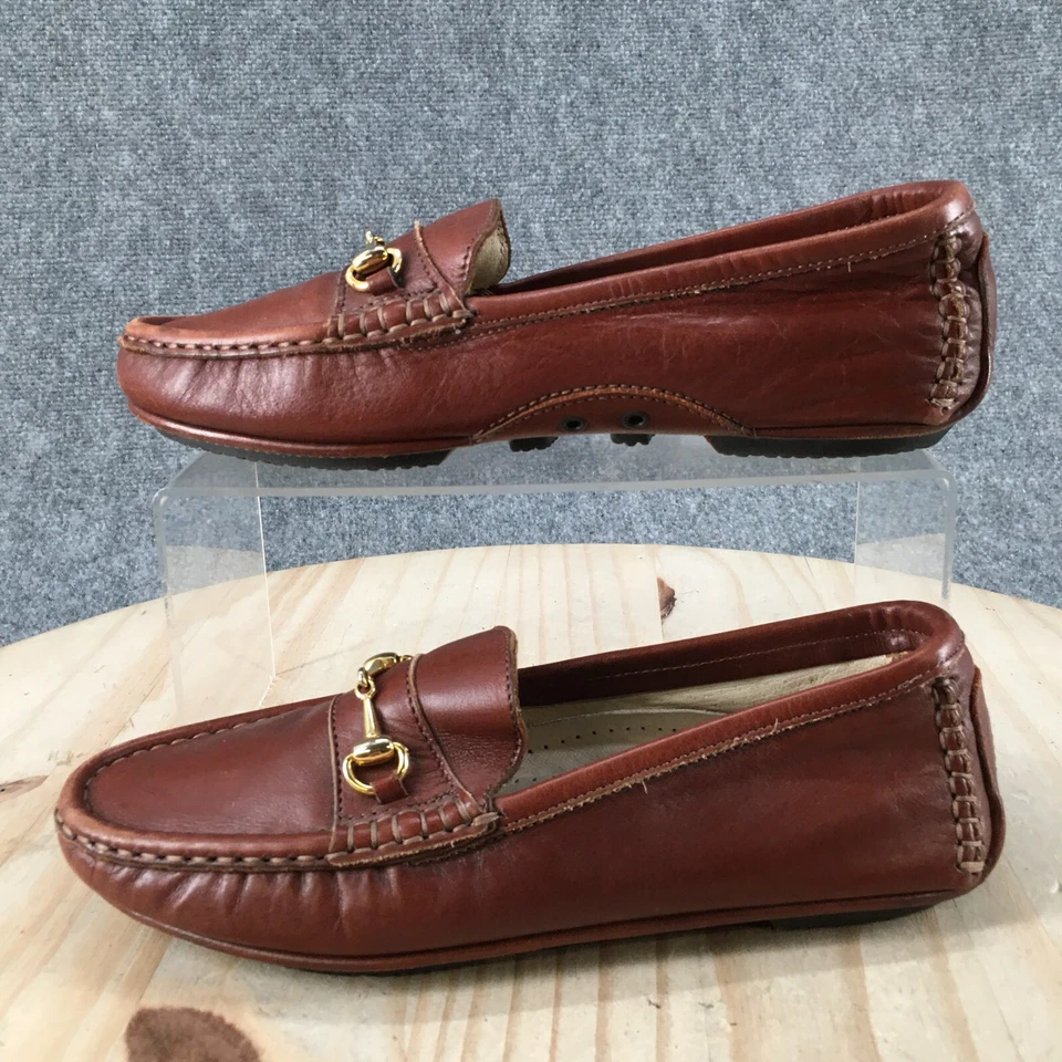 SAKS Fifth Avenue Shoes Womens 7 Casual Slip On Horsebit Loafer Brown Leather - Image 2 of 4