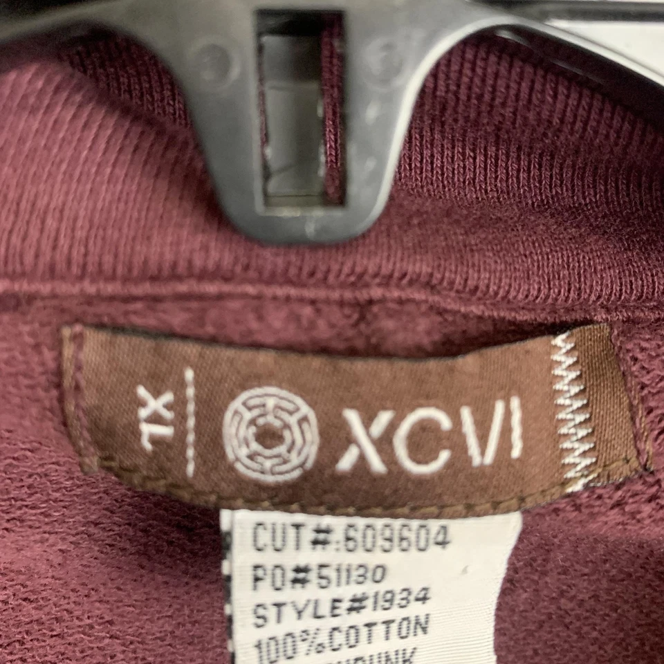 Chaqueta XCVI Mujer XL Borgoña Cremallera Frontal Algodón Peplum Túnica Bolsillos Estilo 1934 Foto 4 de 4