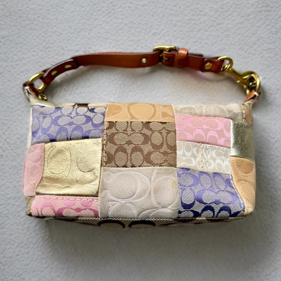 Mini bolsa de accesorios Coach oro rosa retazos bolsa 41214 China Foto 2 de 4