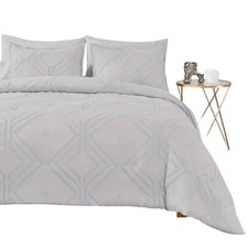 Shatex Queen Comforter Rhombus Set 7pc Bedspread Soft Microfiber Grey NWT