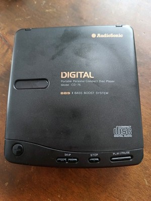 Tragbarer CD Player Audiosonic CD-75 Gebraucht Funktionsfähig Schwarz mit Tasche