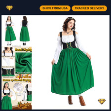 Bavarian Dirndl Dress for Women - Oktoberfest Costume with Scarf, Traditional St