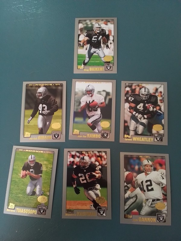 2001 Topps Raiders - 7 Card Lot - Wheatley, Gannon, Kaufman, Tuiasosopo - RC